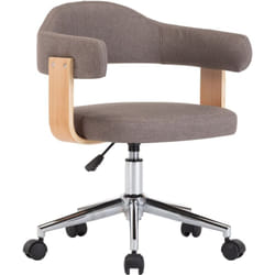 Chaise pivotante de bureau Taupe Bois courbé et tissu vidaXL