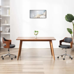 vidaXL Chaise pivotante de bureau Noir Bois courbé et similicuir - TU