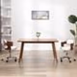 vidaXL Chaise pivotante de bureau Blanc Bois courbé et similicuir - TU