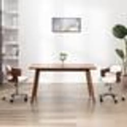 vidaXL Chaise pivotante de bureau Blanc Bois courbé et similicuir - TU