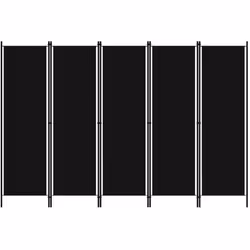 vidaXL Cloison de séparation 5 panneaux Noir 250x180 cm - TU