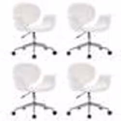 vidaXL Chaises pivotantes à manger lot de 4 blanc similicuir