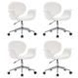 vidaXL Chaises pivotantes à manger lot de 4 blanc similicuir