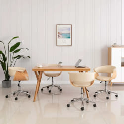 vidaXL Chaises pivotantes Lot de 4 - Similicuir Crème