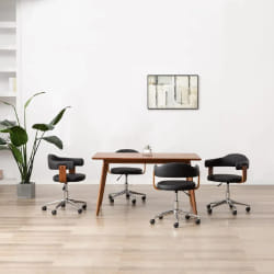 VidaXL Chaises pivotantes bois et similicuir