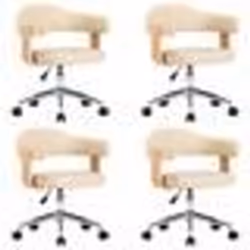 vidaXL Chaises pivotantes à manger lot de 4 crème similicuir - TU