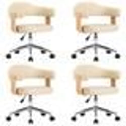 vidaXL Chaises pivotantes à manger lot de 4 crème similicuir - TU