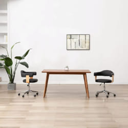 VidaXL Chaises Pivotantes Lot de 2 - Noir Similicuir
