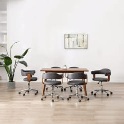vidaXL Chaises Pivotantes 6 pcs - Gris Bois Courbé