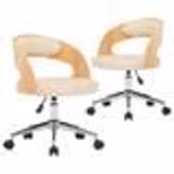 vidaXL Chaises pivotantes à manger lot de 2 bois courbé et similicuir - TU
