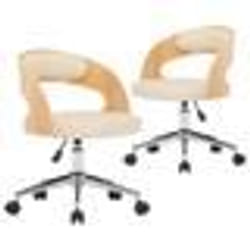vidaXL Chaises pivotantes à manger lot de 2 bois courbé et similicuir - TU