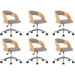 Vidaxl Chaises Pivotantes À Manger Lot De 6 Taupe Bois Courbé Et Tissu