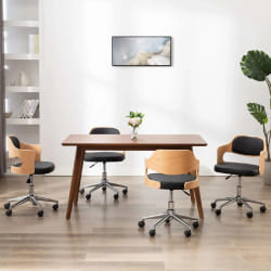 VIDAXL Chaises pivotantes Bois et Similicuir