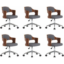 Chaises Pivotantes À Manger Lot De 6 Gris Bois Courbé Et Tissu Vidaxl
