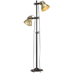 Lampadaire avec 2 abat-jour Laiton E27 Fonte vidaXL