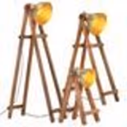 vidaXL Lampadaires 3 pcs Laiton E27 Bois de manguier massif - TU