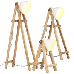 vidaXL Lampadaires 3 pcs Blanc E27 Bois de manguier massif - TU