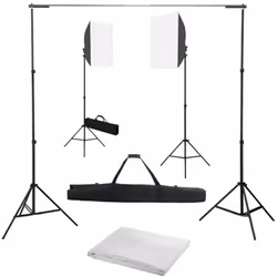 Ce kit de studio, composé de boîtes à lumière de photographie et de toile de fond, est idéal pour la photographie dans le stu ...