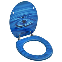 vidaXL Siège de toilette avec couvercle MDF Bleu Gouttes d'eau - TU