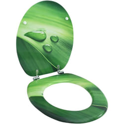 vidaXL Siège de toilette avec couvercle MDF Vert Gouttes d'eau - TU