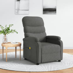vidaXL Fauteuil de massage Gris foncé Tissu - TU