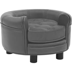 Canapé pour chien Gris 48x48x32 cm Peluche et similicuir Vidaxl
