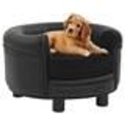 vidaXL Canapé pour chien Noir 48x48x32 cm Peluche et similicuir