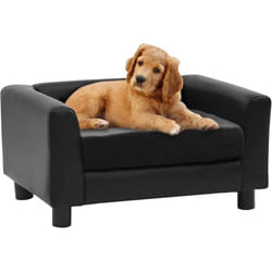 vidaXL Canapé pour chien Noir 60x43x30 cm Peluche et similicuir