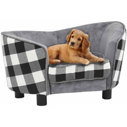 vidaXL Canapé pour chien Gris 68x38x38 cm Peluche