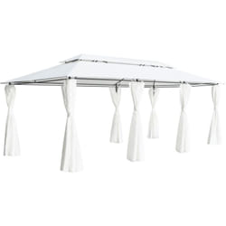 Vidaxl - Belvédère avec rideaux 600x298x270 cm Blanc 180 g/m²