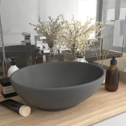 Vidaxl - Lavabo ovale de luxe Gris foncé mat 40x33 cm Céramique