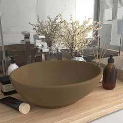 Vidaxl - Lavabo ovale de luxe Crème mat 40x33 cm Céramique