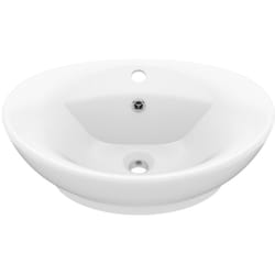 Lavabo ovale de luxe à trop-plein Blanc mat 58,5x39cm Céramique vidaXL
