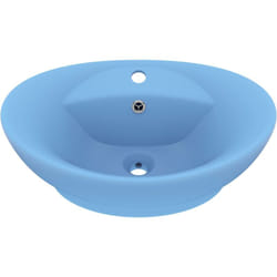 Vidaxl - Lavabo ovale à trop-plein Bleu clair mat 58,5x39 cm Céramique