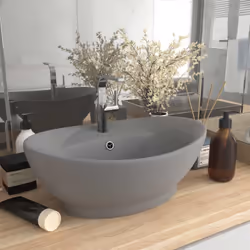 Notre lavabo de forme ovale, en céramique de première qualité, est un supplément élégant à toute salle de bain, toilette ou c ...
