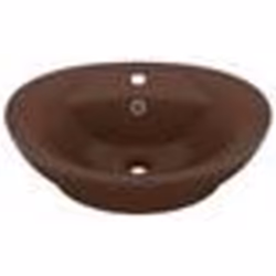 vidaXL Lavabo ovale à trop-plein Marron foncé mat 58,5x39 cm Céramique - TU