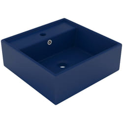 Lavabo carré à trop-plein Bleu foncé mat 41x41 cm Céramique vidaXL