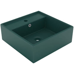 Vidaxl - Lavabo carré à trop-plein Vert foncé mat 41x41 cm Céramique