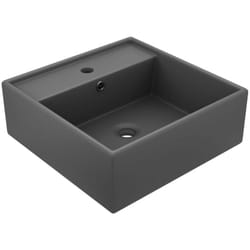 Vidaxl - Lavabo carré à trop-plein Gris foncé mat 41x41 cm Céramique