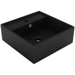 Vidaxl - Lavabo carré de luxe à trop-plein Noir mat 41x41 cm Céramique