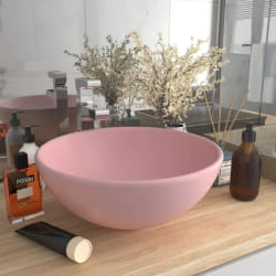 vidaXL Lavabo rond de salle de bain Rose mat 32,5x14 cm Céramique - TU