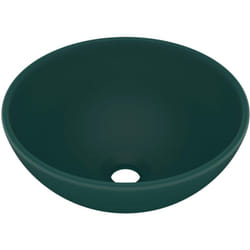 Vidaxl - Lavabo rond de salle de bain Vert foncé mat 32,5x14cm Céramique