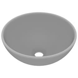 vidaXL Lavabo rond de luxe de salle Gris clair mat 32,5x14cm Céramique - TU