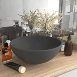 Vidaxl - Lavabo rond de luxe de salle Gris foncé mat 32,5x14cm Céramique