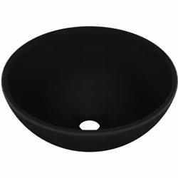 Ce lavabo rond, fait de céramique de première qualité, est un supplément élégant parfait à toute salle de bain, cabinet de to ...