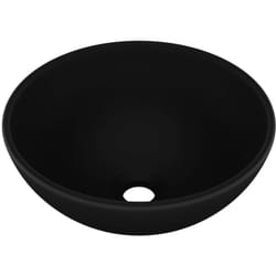 Vidaxl - Lavabo rond de salle de bain Noir mat 32,5x14 cm Céramique
