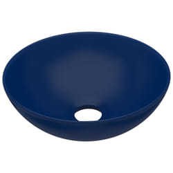Lavabo de salle de bain Céramique Bleu foncé Rond vidaXL