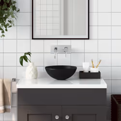 Description générale Notre lavabo de salle de bain rond à montage au-dessus ajoute une touche contemporaine à n'importe quel ...