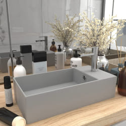 Vidaxl - Lavabo de salle de bain avec trop-plein Céramique Gris clair