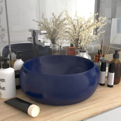 Vidaxl - Lavabo rond de luxe Bleu foncé mat 40x15 cm Céramique